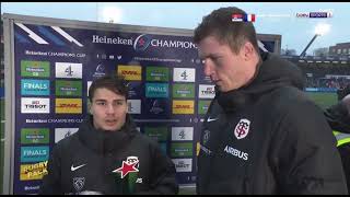 Quand Thibaud Flament devient traducteur en anglais pour Antoine Dupont élu joueur du match [upl. by Kopans]