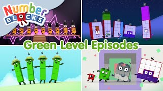 Numberblocks Green Level 4  Full Episodes  1 Hour Compilation  123  Numbers Cartoon For Kids [upl. by Anisirhc]