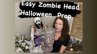 EASY ZOMBIE HEAD HALLOWEEN PROP DECOR DIY [upl. by Aelanej]