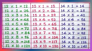 Table of 12 13 and 14  Table of 12  Table of 13  Table of 14  Maths Tables  Tables  RSGauri [upl. by Maiga]