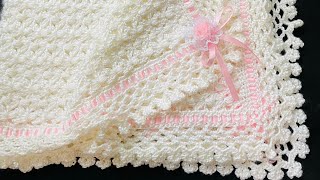 ¡TEJE ESTA HERMOSA manta para niños y niñas PATRÓN DE CROCHET FÁCIL Y RÁPIDO MANTITA DE BEBE MAYA [upl. by Gratianna]