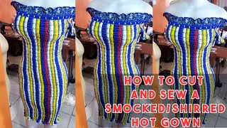 HOW TO CUT AND SEW A SMOCKEDELASTIC DRESS DETAILEDEASIEST METHOD SHIRRED DRESS [upl. by Suiramaj]