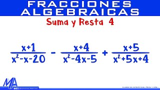 Suma y resta de fracciones algebraicas  Ejemplo 4 [upl. by Arodoet578]