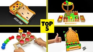 Top 5 Amazing Cardboard Games  DIY Cardboard Desktop Games [upl. by Hannad556]