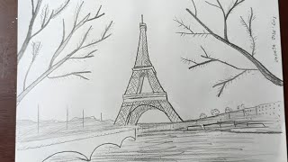 ¿Cómo dibujar la Torre Eiffel  How to draw the Eiffel Tower [upl. by Nevetse812]