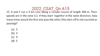 2022IASQn A15 X and Y run a 3 km race along a circular course of length 300 m Their speeds are [upl. by Ylrebma]