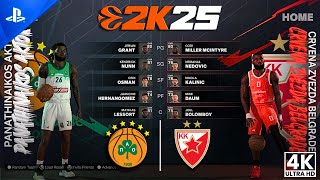 PANATHINAIKOS big FIGHT with CRVENA ZVEZDA  PS5 4K60 EUROLEAGUE 2K25 ULTRA Realistic Gameplay [upl. by Parke131]