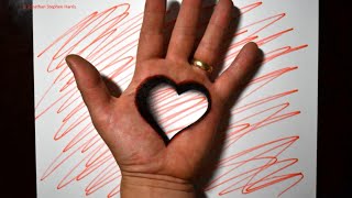 Trick Art on Hand  Cool 3D Heart Hole Optical Illusion [upl. by Redvers]