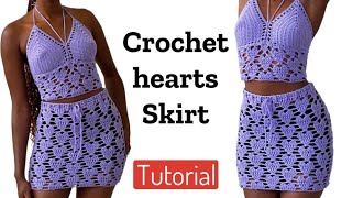 Crochet hearts stitch skirt tutorial  Valentines crochet skirt [upl. by Malynda]