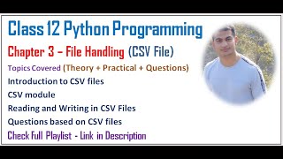 File Handling  CSV Files  Class 12 Computer Science with Python Video 25 [upl. by Dory]