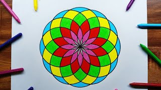 Quick amp Easy Geometrical Design In Circle Drawing  How to Draw Geometric Rangoli Design in Circle [upl. by Guss]