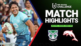 NRL Preseason 2024  Warriors v Dolphins  Match Highlights [upl. by Idorb]