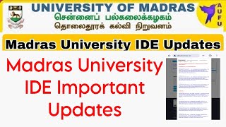 Madras University IDE Very Important Updates 👍 [upl. by Alokin]