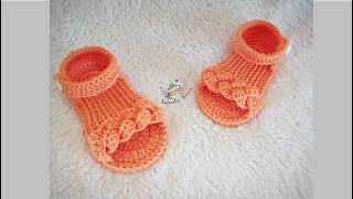 SANDALIAS TEJIDAS A CROCHET  PASO A PASO  MODELO EMILIA  3 A 6 MESES [upl. by Vange]