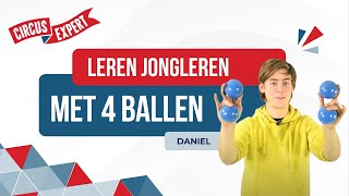 Hoe jongleer je met 4 ballen  Jongleren met 4 balletjes  Circusexpertnl [upl. by Acemaj148]