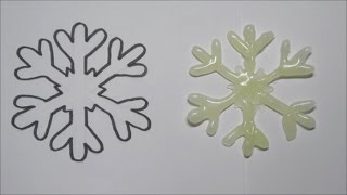 Sneeuwvlok leren tekenen  decoratie maken met lijm [upl. by Kcirde]