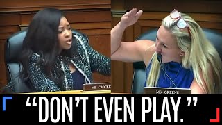 FAKE EYELASHES MTG AOC and Jasmine Crockett HECKLE Each Other at Hearing [upl. by Are]