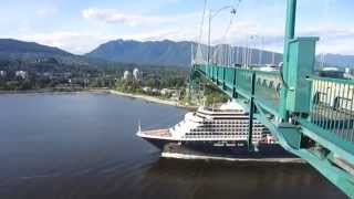 Cruise Ship under the Lions Gate Bridge Vancouver BC [upl. by Nywg]