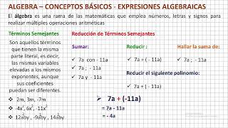 Algebra  Conceptos Básicos  Expresiones Algebraicas [upl. by Namya]