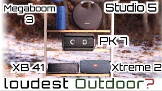 📢OUTDOOR TEST 2019 Which 1 Is The 📢LOUDEST Xtreme 2 Megaboom 3 XB41 Studio 5 or PK7 [upl. by Haduj]