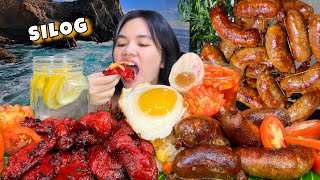 Silog Mukbang Longsilog and Tocilog with Salted Egg and Tomato MUKBANG [upl. by Corder181]