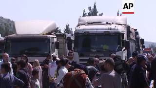 Migrants block road near Greece border [upl. by Kordula148]