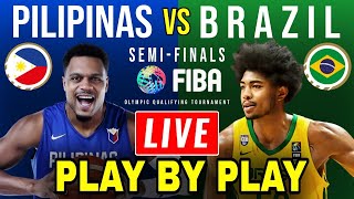 🔴LIVE Gilas Pilipinas vs Brazil PlaybyPlay Reaction  FIBA SemiFinals  Olympic Qualifying Game [upl. by Akenet658]