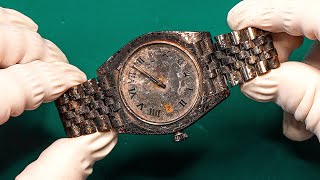 Burned Rolex Restoration 🔥 Unbelievable Before and After [upl. by Novyak]