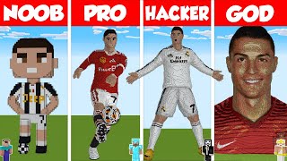 Minecraft CRISTIANO RONALDO STATUE HOUSE BUILD CHALLENGE  NOOB vs PRO vs HACKER vs GOD  Animation [upl. by Aluin476]