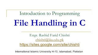 C Programming 39 File Handling in C [upl. by Eaneg688]
