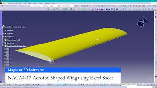 NACA Series importing points from Excel Sheet to CATIA V5  Design Aerofoil shaped Wing of Aircraft [upl. by Elliott]