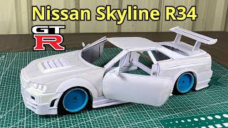 How to make Nissan skyline GTR R34 from foamboard part1 [upl. by Enyaz]