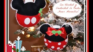 ADORNO NAVIDEÑO ESFERAS MICKEY amp MINNIE en fieltro [upl. by Nnylesor290]