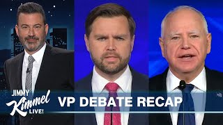 Jimmy Kimmel Breaks Down the Vice Presidential Debate Between JD Vance amp Tim Walz [upl. by Devlen834]