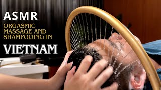 ASMR hair shampoo and orgasm massage at a barber shop in Vietnam [upl. by Karlow]