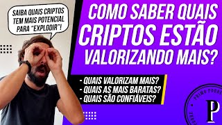 Como saber QUAIS CRIPTOMOEDAS estão VALORIZANDO MAIS Criptos bombando Aula sobre COINMARKETCAP [upl. by Llertrac480]