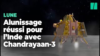 Avec Chandrayaan3 lInde réussit lexploit de poser une sonde spatiale sur la Lune [upl. by Odirfliw312]