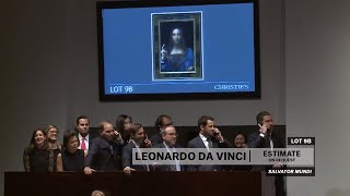 Leonardo da Vincis Salvator Mundi  2017 World Auction Record  Christies [upl. by Salhcin695]