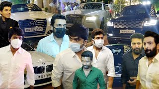 Celebrities With their Super Cars At AnbuChezhiyan Daughter Reception Suriya SimbuSivakarthikeyan [upl. by Aimek366]