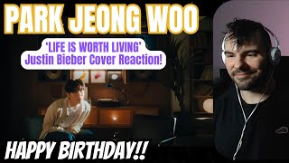 PARK JEONG WOO of TREASURE  Life Is Worth Living Justin Bieber Cover Reaction [upl. by Ibbetson]