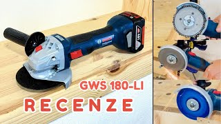 BOSCH GWS 180LI Professional  recenze Akumulátorová úhlová bruska [upl. by Nertie]