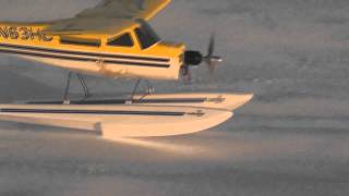 RC Planes in the snow  Flying a Super Cub and a Decathlon in the snow with floats [upl. by Ahsinahs]