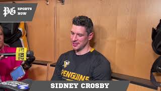 Penguins postgame Sidney Crosby reacts to Evgeni Malkins 500th career goal memories together [upl. by Leticia]