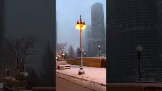 Chicago 🇺🇸❤️❄️ the dream city in snowstorm ❄️🌨️⛄️🤍 look how frozen and windy it is 🥶 [upl. by Wendye]