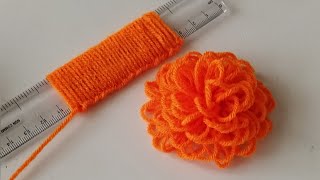 Hand Embroidery Amazing Trick  Easy Woolen Flower with Scale [upl. by Tallia968]