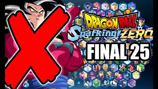 THE SPARKING ZERO FINAL 25 CHARACTERS ARE REVEALED AND NO GT OR MOVIES ARE CONFIRMED [upl. by Esorylime]