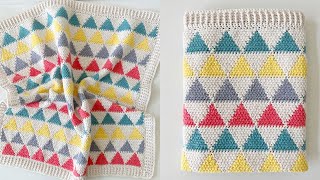 Crochet Colorful Triangles Baby Blanket [upl. by Langer]