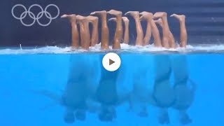 Olympic fans left stunned as Team USA appear to MOONWALK underwater in artistic swimming [upl. by Ellerrehc]