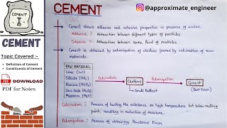 PDF Definition of Cement  Constituents and their Functions  GATE amp ESE Notes  Civil Engineering [upl. by Nivaj212]