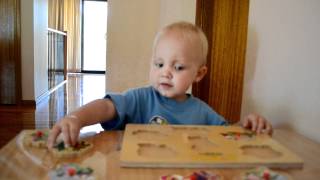 Anecdotal Record  Levi 18 months completing a puzzle [upl. by Ganley]